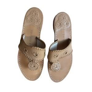 JACK ROGERS Womens Jacks Tan Leather Flat Sandals, Sz 9